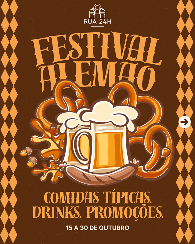 Festival Alemão começa na Rua 24 Horas: com gastronomia típica e descontos de até 50%