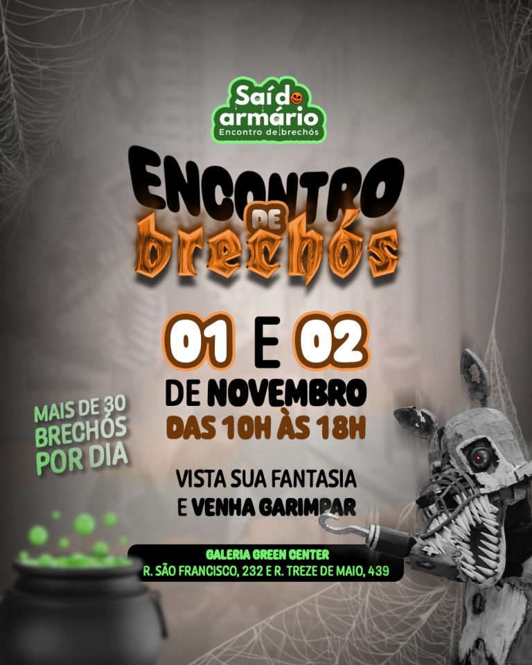 Roupa com propósito e fantasia criativa: a edição especial de Halloween do Encontro de Brechós Saí do Armário será neste Fim de Semana